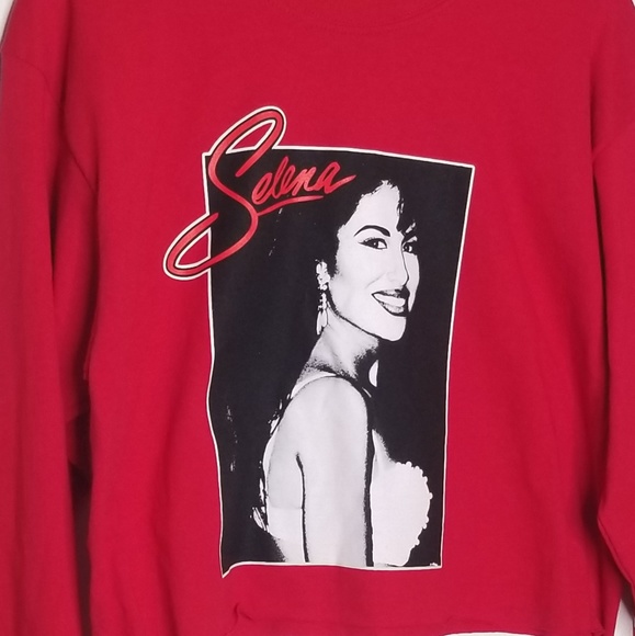 Selena Red "Como la flor" Long Sleeve Crop Top - Picture 6 of 6